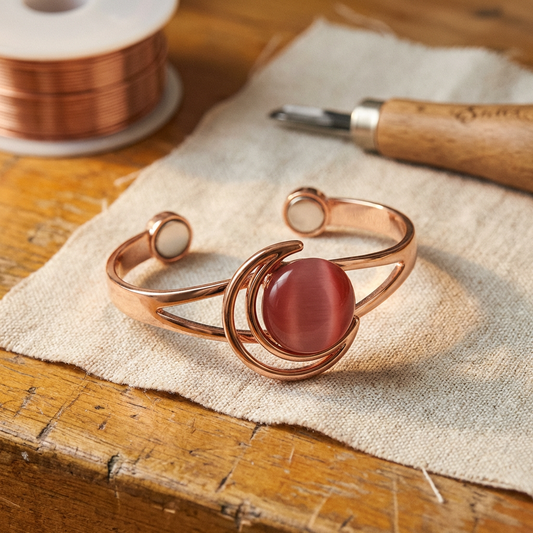 Pulsera de Cobre Esfera Rosa de Inés