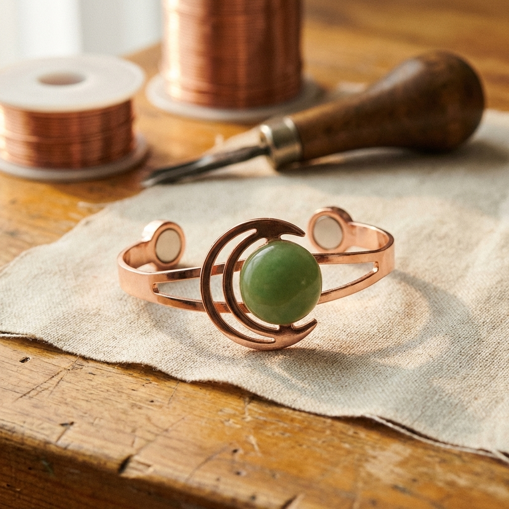 Pulsera de Cobre Esfera Verde de Inés