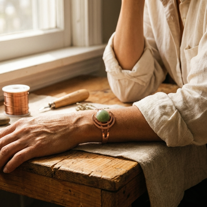Pulsera de Cobre Esfera Verde de Inés