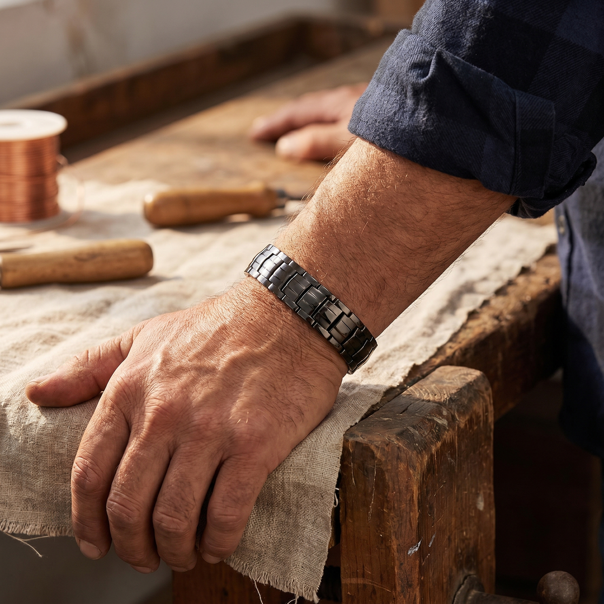 Pulsera de Cobre Ocre para Hombre de Inés