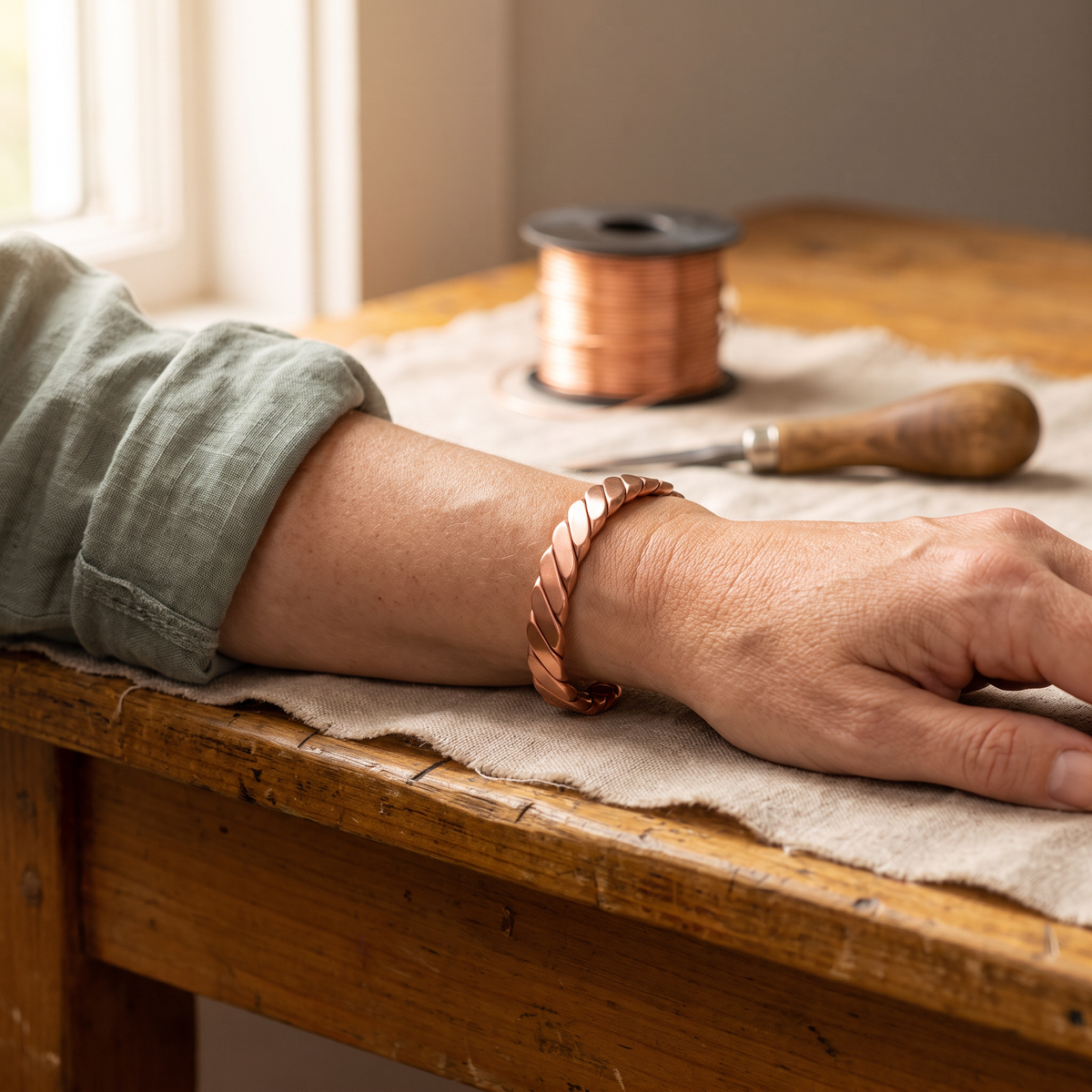 Pulsera de Cobre Musgo de Inés