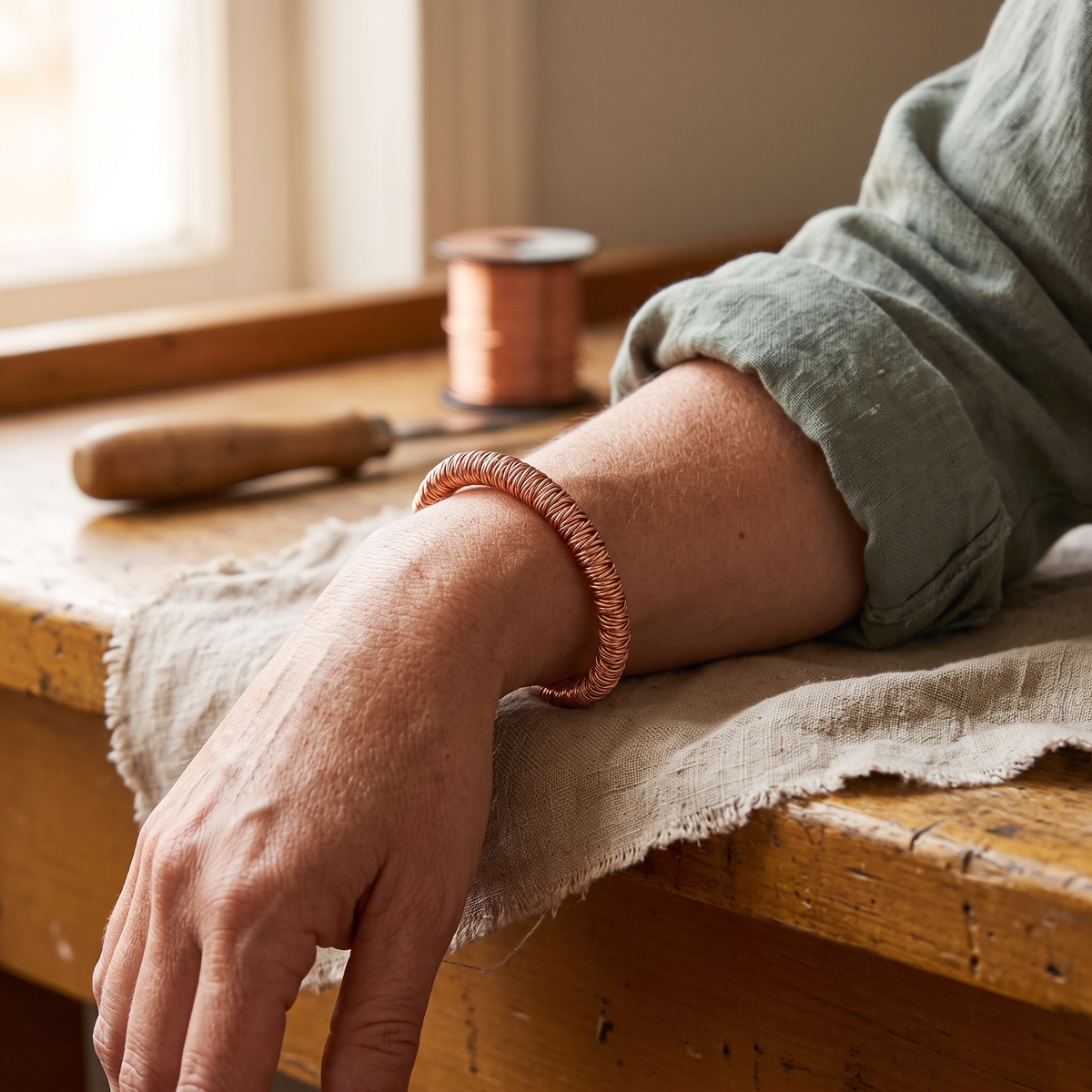 Brazalete Rígido de Cobre Fiordo de Inés