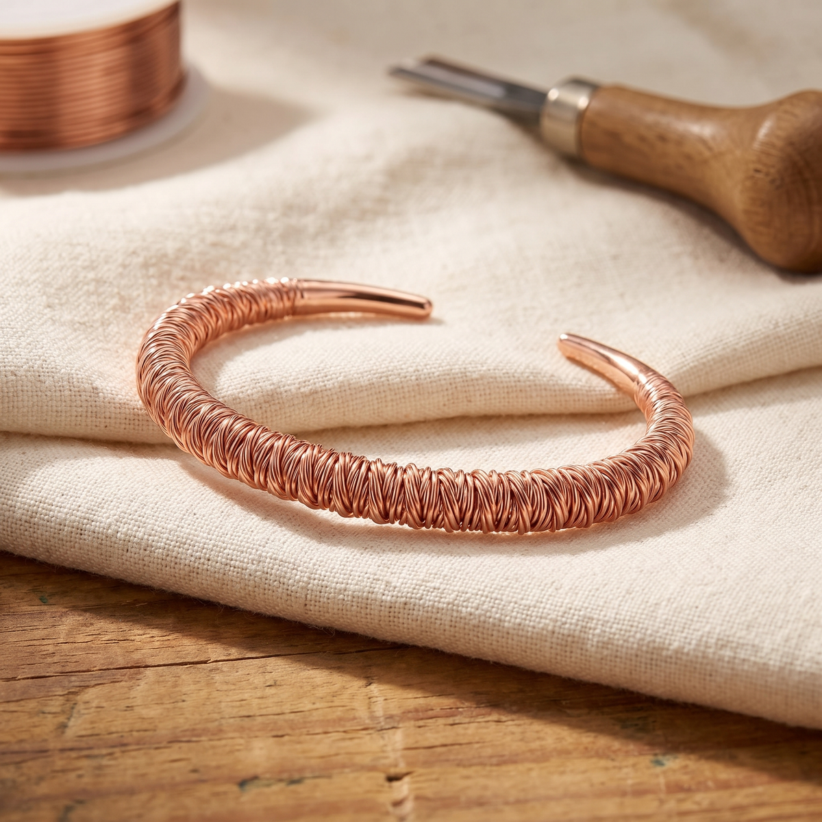 Brazalete Rígido de Cobre Fiordo de Inés