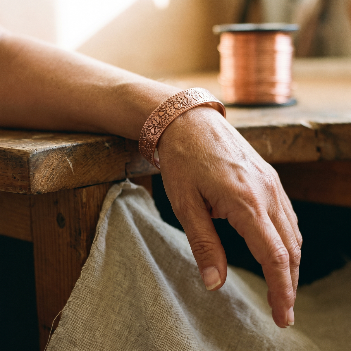 Pulsera de Cobre Madera de Inés